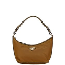 Prada Triangle Plate Bag Handbag Gold Nylon Leather Women's PRADA