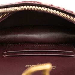 Christian Dior Dior Trotter Saddle Shoulder Waist Bag Bordeaux Wine Red Canvas Leather Women's