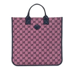 Gucci GG Canvas Handbag Tote Bag 550763 Pink Navy Leather Women's GUCCI