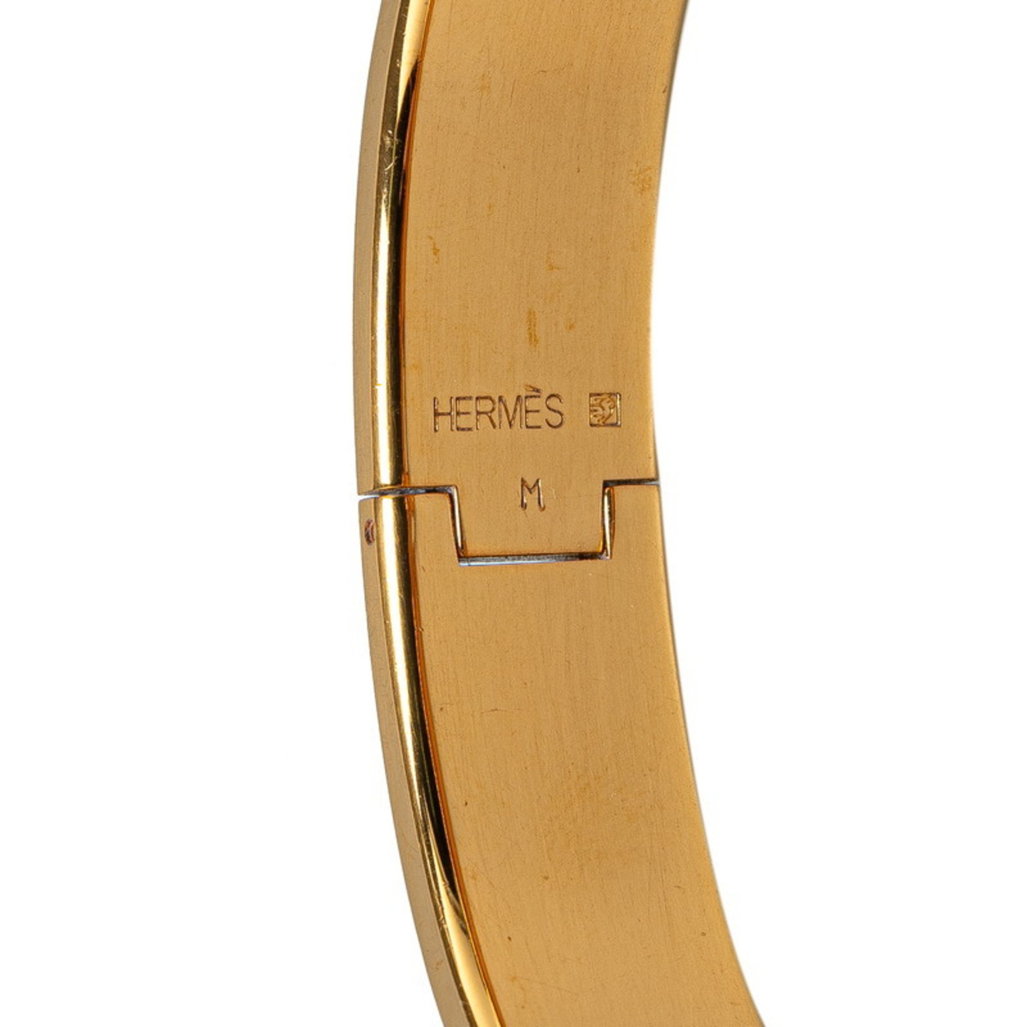 Hermes Click-Clack H PM Bangle Grey Gold Plated Women's HERMES