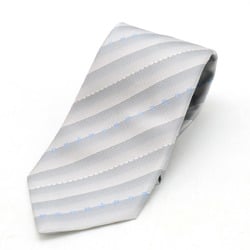 LOUIS VUITTON Louis Vuitton Cravate Monogram Shadow Tie Striped 100% Silk Gray Light Blue M73558