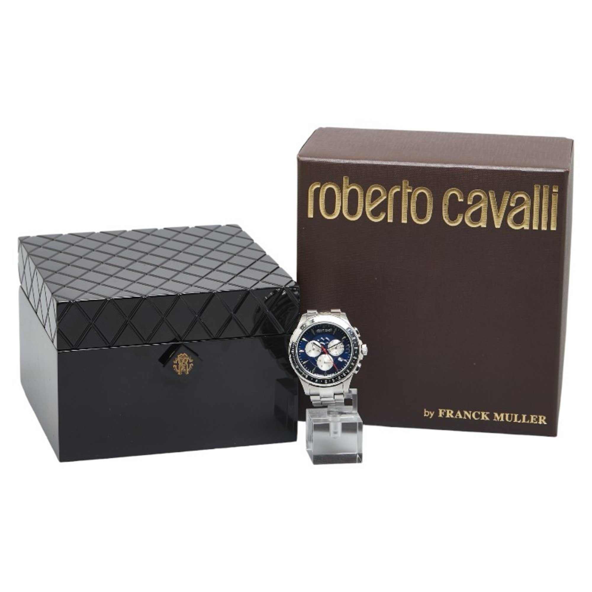 Roberto Cavalli By Franck Muller Watch RV16014M061 Quartz Navy Dial Stainless Steel Men's