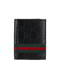 Gucci Guccissima Sherry Line Card Case 138043 Black Leather Women's GUCCI