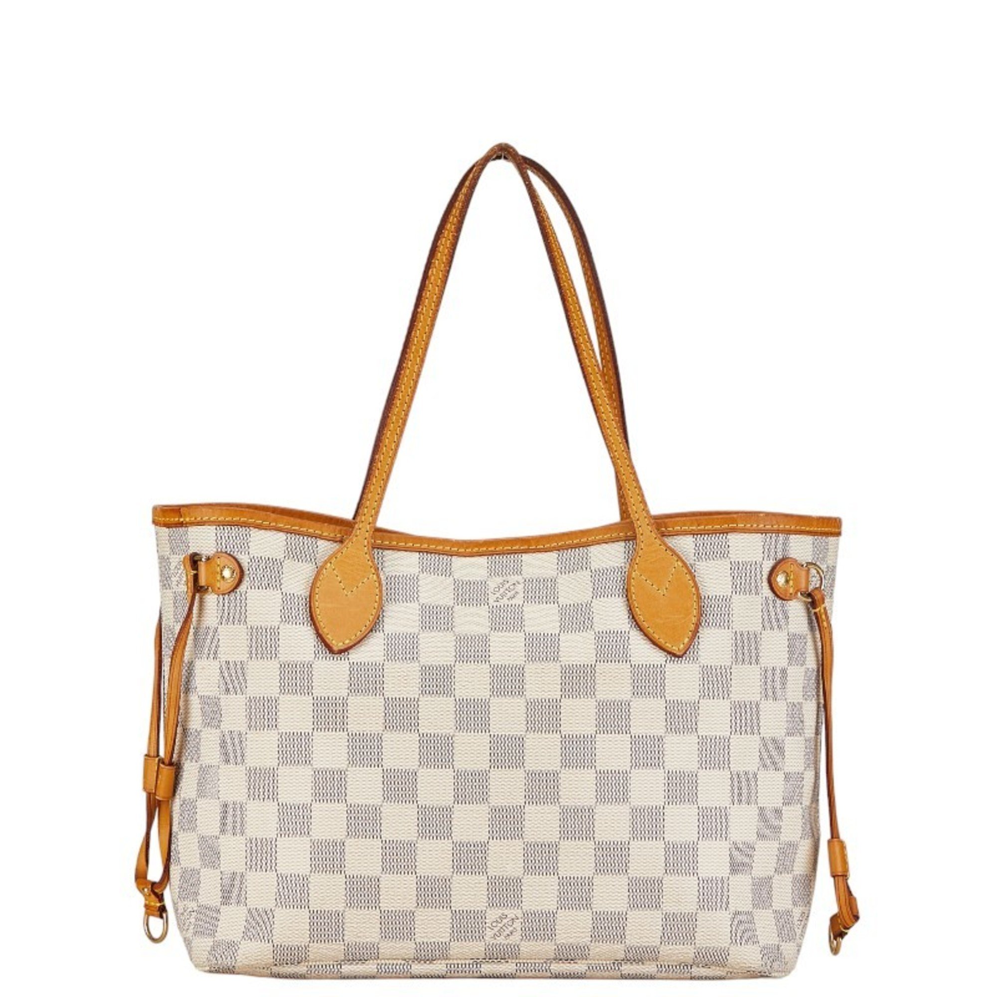 Louis Vuitton Damier Azur Neverfull PM Tote Bag N51110 White PVC Leather Women's LOUIS VUITTON