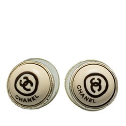 Chanel Coco Mark Earrings Ivory White Plastic Women's CHANEL