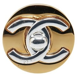 Chanel Coco Mark Turnlock Bicolor Brooch Gold Silver Plated Metal Women's CHANEL
