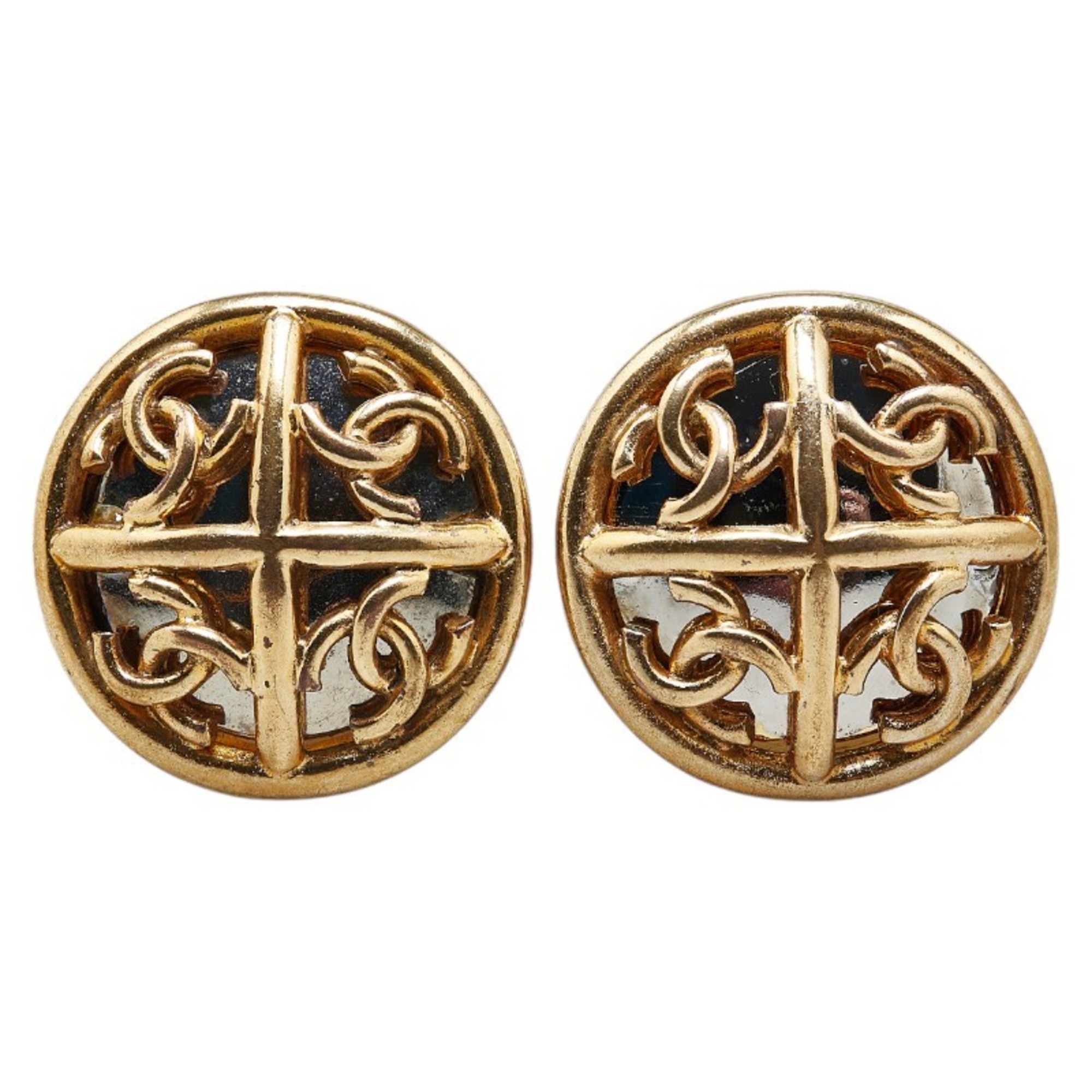 Chanel Coco Mark Earrings Gold Plated Women's CHANEL