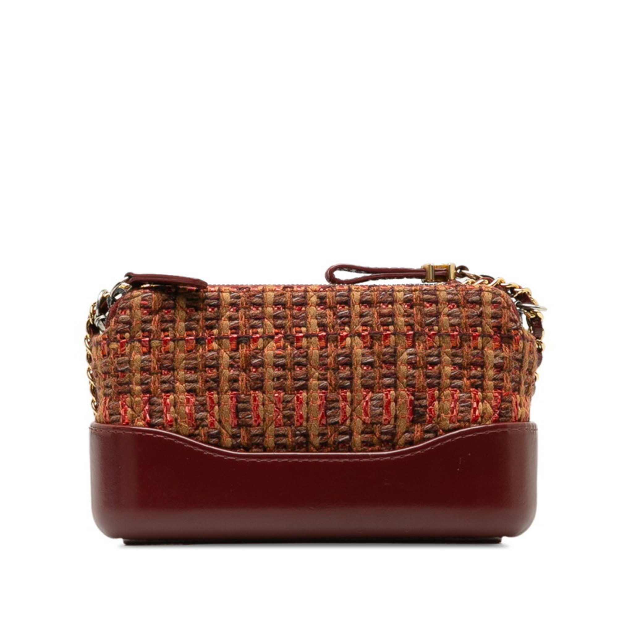 CHANEL Gabrielle de Chanel Small Hobo Chain Shoulder Bag A94505 Wine Red Tweed Calfskin Women's