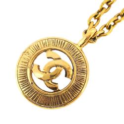 Chanel Necklace Coco Mark Circle GP Plated Gold Women's