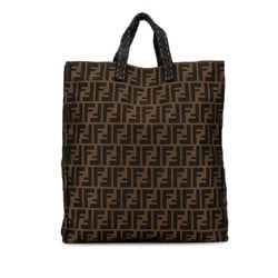 FENDI ZUCCA Handbag Tote Bag Brown Canvas Leather Women's