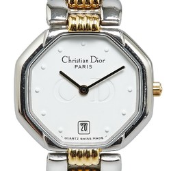 Dior Octagon Watch D48 203 Quartz White Dial Stainless Steel Plated Women's