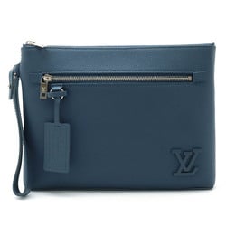 LOUIS VUITTON LV Aerogram Pochette IPAD Clutch Bag Second Leather Blue M81029