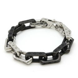 LOUIS VUITTON Louis Vuitton Bracelet Monogram Chain Stainless Steel Silver Black M00686