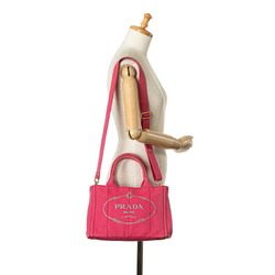 Prada Canapa XS Handbag Shoulder Bag B2439G Pink Canvas Women's PRADA