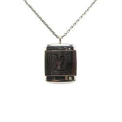 Louis Vuitton Pendant Bois Necklace M65372 Silver Brown Metal Wood Women's LOUIS VUITTON