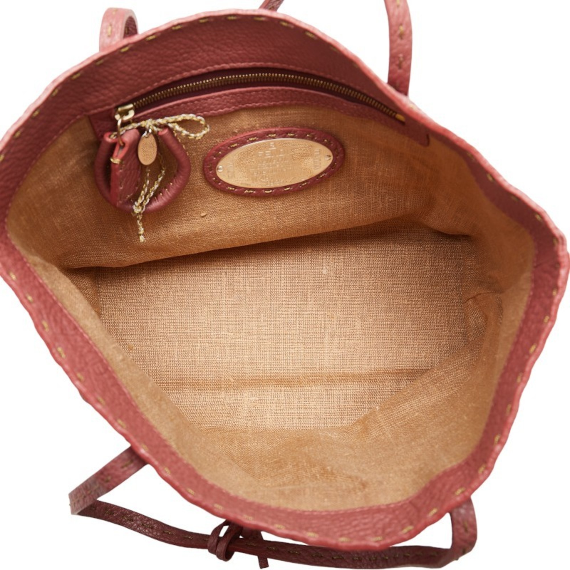 FENDI Selleria Tote Bag Handbag 8BH099 Pink Leather Women's