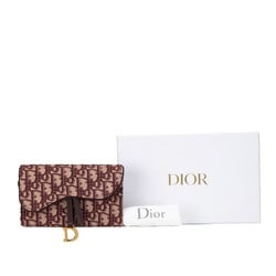Christian Dior Dior Trotter Saddle Shoulder Waist Bag Bordeaux Wine Red Canvas Leather Women's
