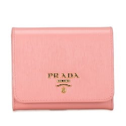 PRADA Bi-fold Wallet Pink Leather Women's