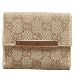 Gucci GG Canvas Bi-fold Wallet Compact 112716 Beige Brown Leather Women's GUCCI