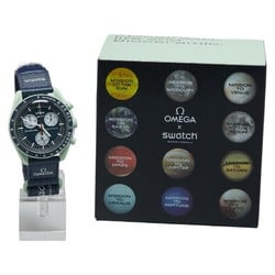 Swatch Speedmaster Collaboration Moonwatch Mission on Earth Wristwatch S033G100 Quartz Navy Dial Stainless Steel Canvas Bio Ceramic Men's