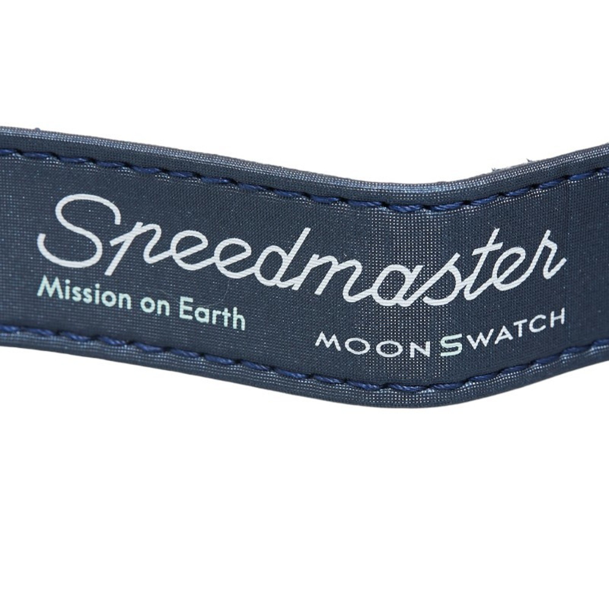 Swatch Speedmaster Collaboration Moonwatch Mission on Earth Wristwatch S033G100 Quartz Navy Dial Stainless Steel Canvas Bio Ceramic Men's