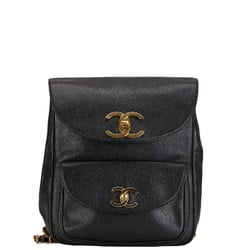 Chanel Coco Mark Backpack Black Gold Caviar Skin Women's CHANEL