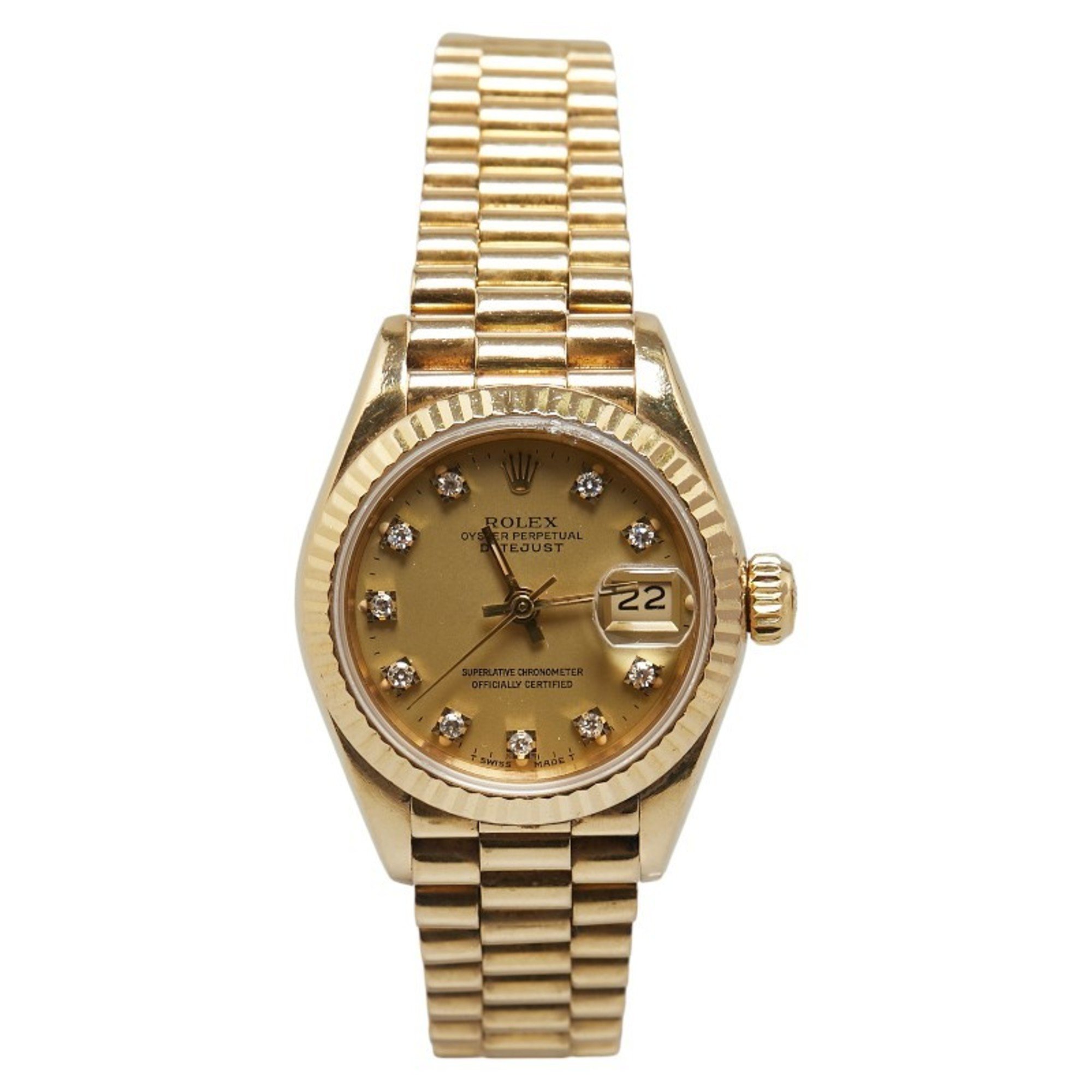 Rolex Datejust Watch 69178G Automatic Gold Dial K10YG Yellow Diamond Ladies ROLEX