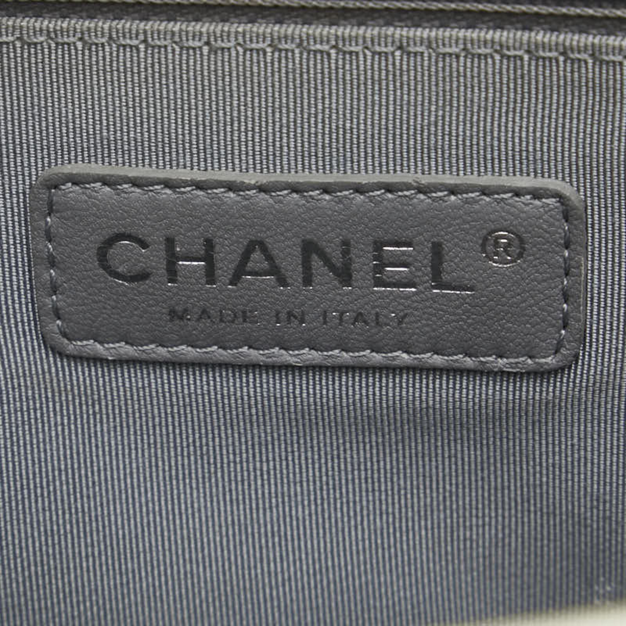 CHANEL Boy Chanel Coco Mark Chain Shoulder Bag White Enamel Women's