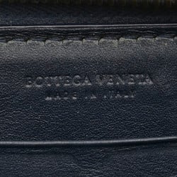 Bottega Veneta Intrecciato Long Wallet Round Navy Leather Women's BOTTEGAVENETA