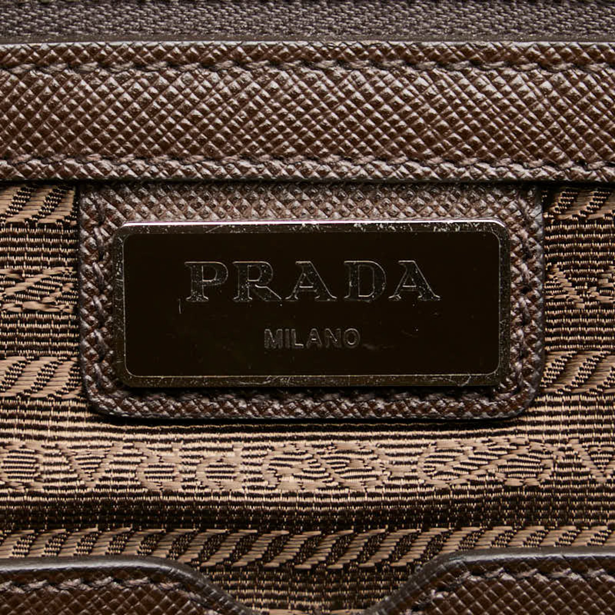 Prada Triangle Plate Handbag Shoulder Bag 2VE368 White Silver Leather Women's PRADA