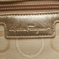 Salvatore Ferragamo handbag black gold vinyl leather women's