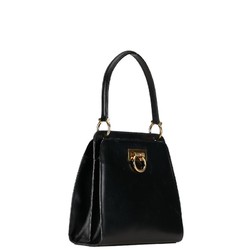 Celine Double Face Ring Hardware Handbag Black Leather Women's CELINE