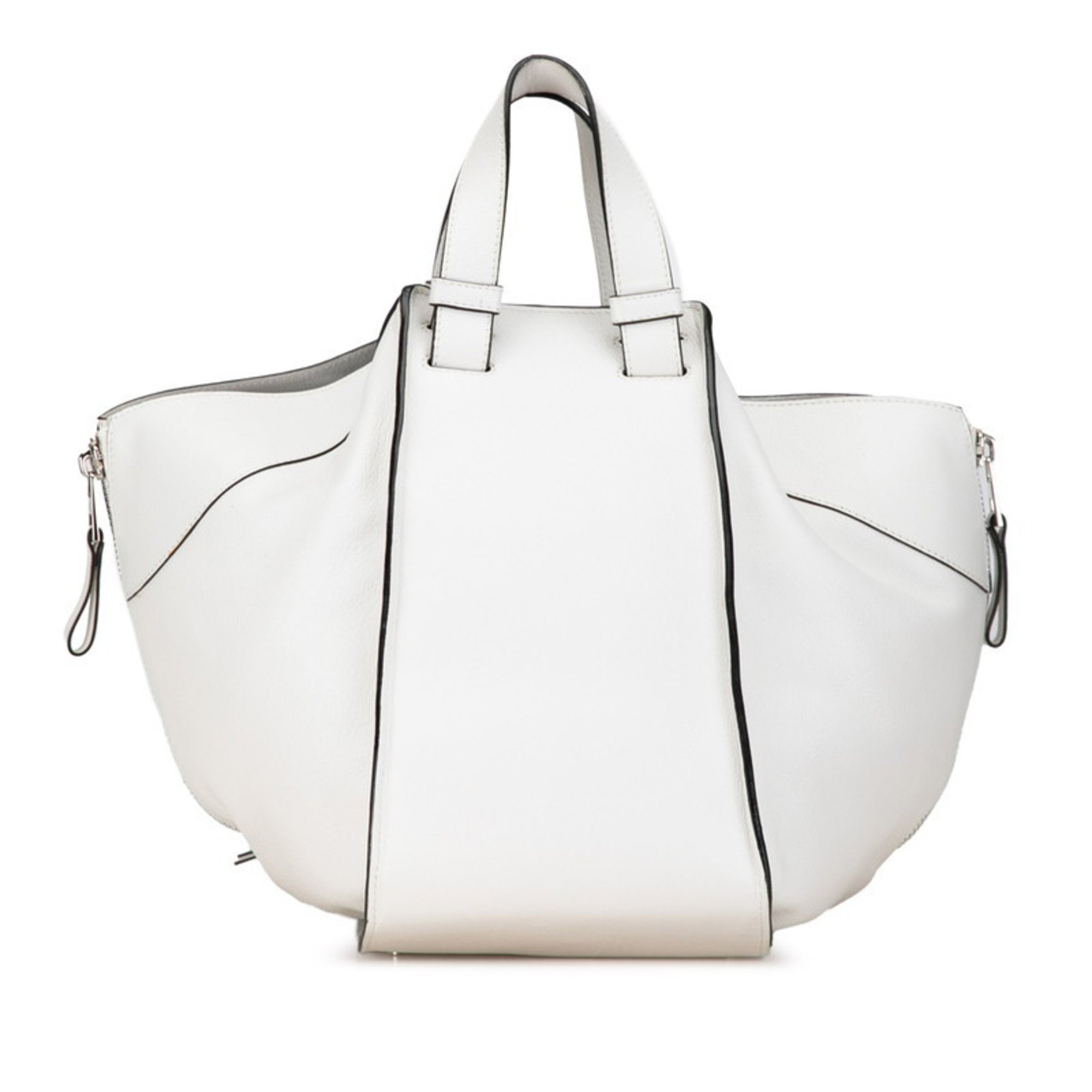 LOEWE Anagram Hammock Medium Handbag Shoulder Bag White Leather Women's