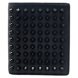 Christian Louboutin Panettone Spike Studs Bi-fold Wallet Compact Black Leather Women's