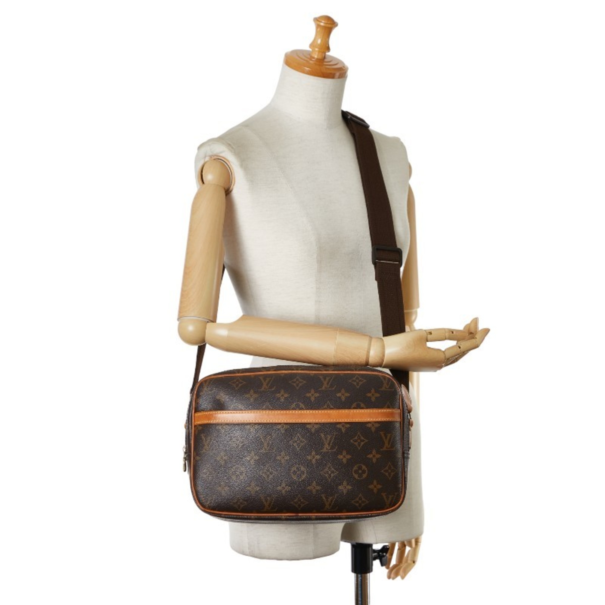 Louis Vuitton Monogram Reporter PM Shoulder Bag M45254 Brown PVC Leather Women's LOUIS VUITTON