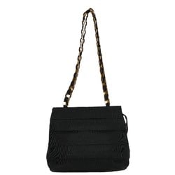 Salvatore Ferragamo Vara Chain Shoulder Bag Handbag AU21 5252 Black Gold Canvas Leather Women's