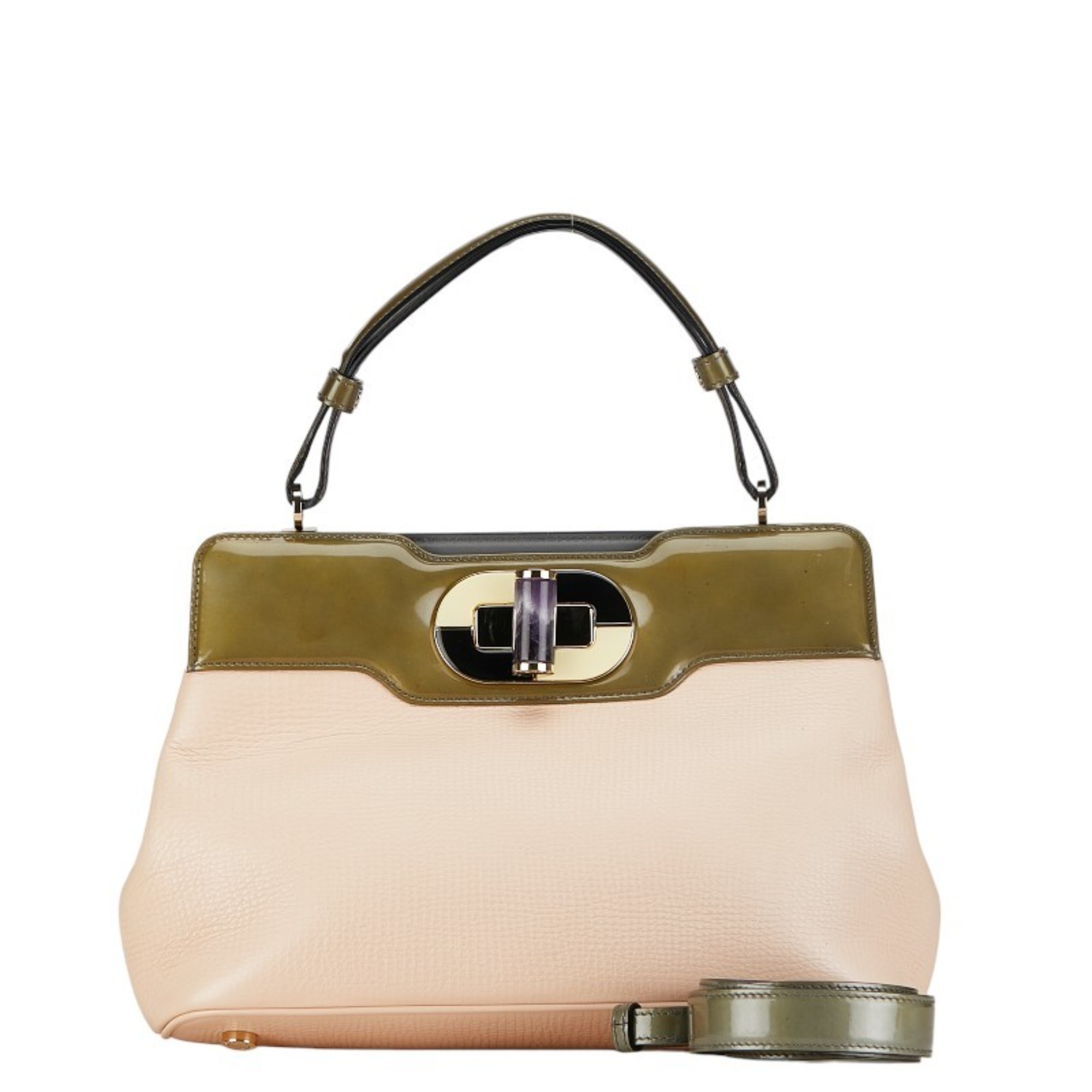 BVLGARI Isabella Rossellini Handbag Shoulder Bag Light Pink Multicolor Leather Enamel Women's