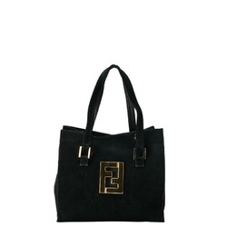 FENDI FF Tote Bag Shoulder Black Suede Women's