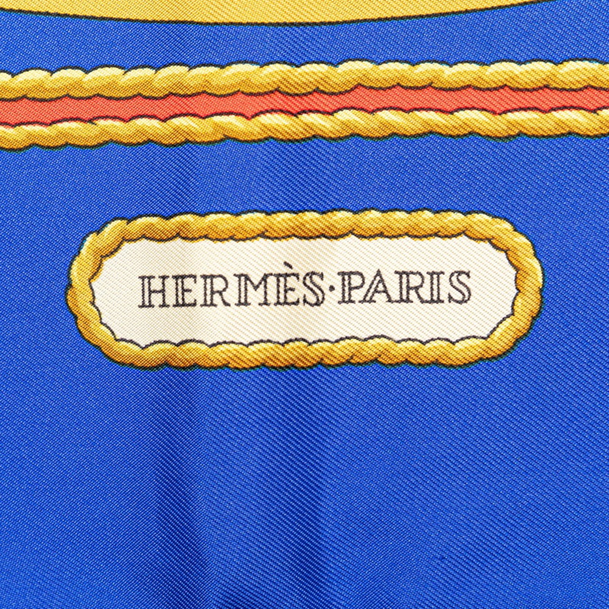Hermes Carre 90 HOMMAGE A CHARLES GARNIER Tribute to Charles Garnier Scarf Muffler Blue Multicolor Silk Women's HERMES