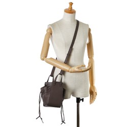 LOEWE Hammock Drawstring Bag Handbag Shoulder Brown Calf Leather Women's