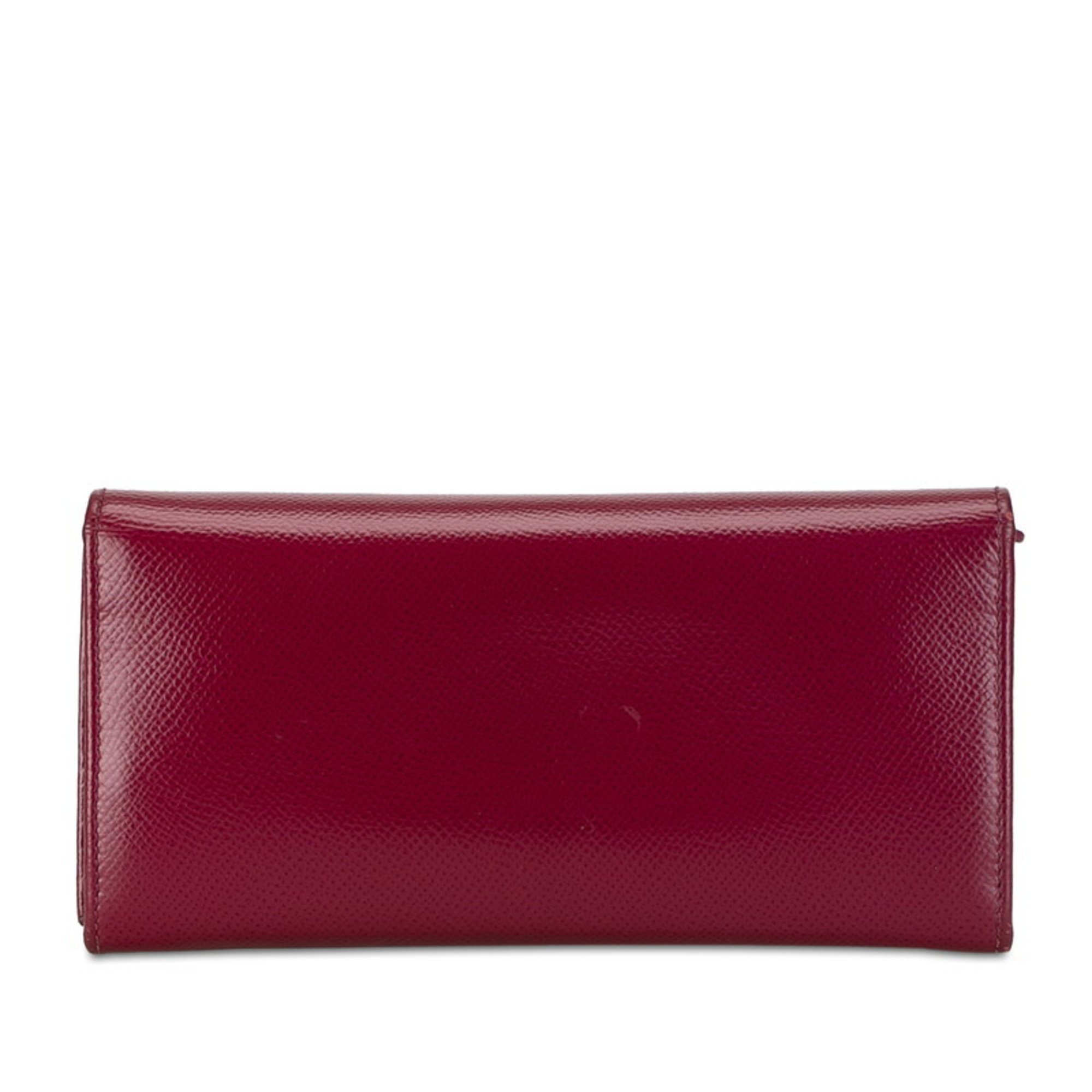 Salvatore Ferragamo Gancini Long Wallet JP-22 D150 Wine Red Leather Women's