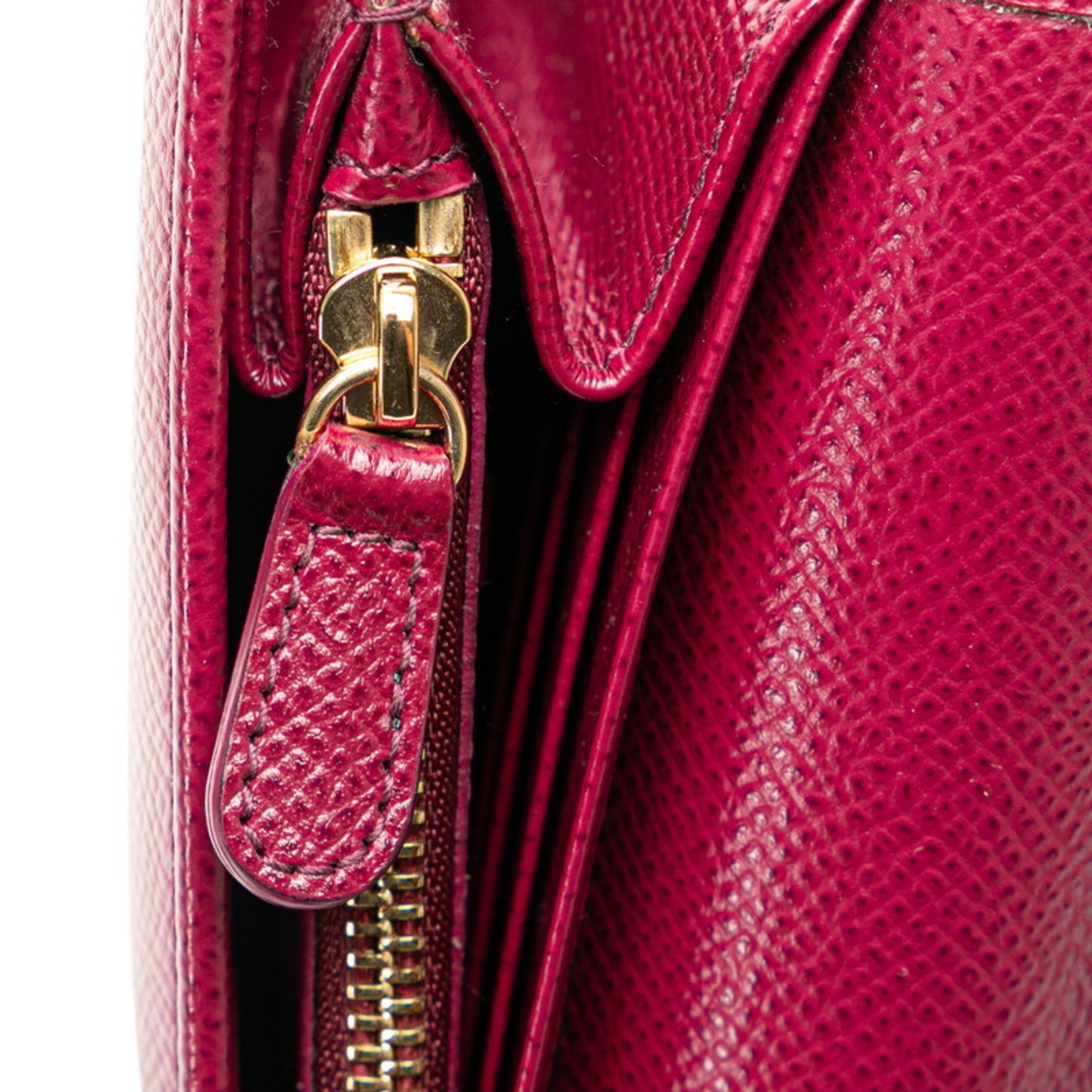 Salvatore Ferragamo Gancini Long Wallet JP-22 D150 Wine Red Leather Women's