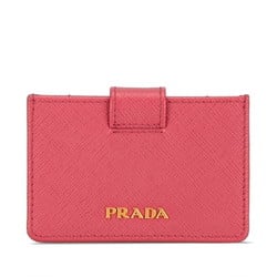 Prada Saffiano Card Case Pass Holder Accordion 1MC211 Pink Leather Women's PRADA