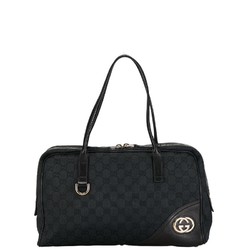 Gucci GG Canvas Interlocking G Handbag 169971 Black Leather Women's GUCCI