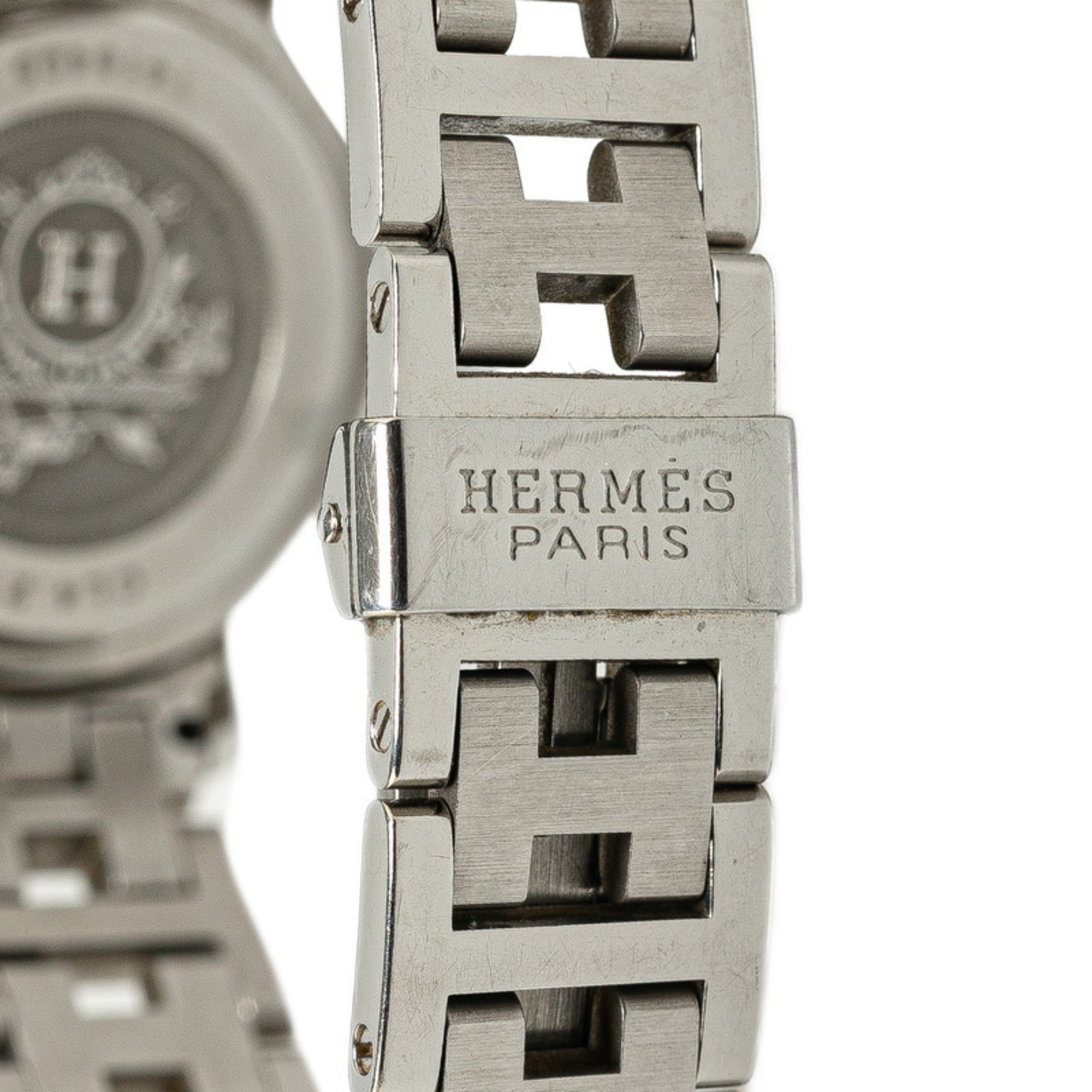 Hermes Clipper Watch CL4.210 Quartz Black Dial Stainless Steel Women's HERMES