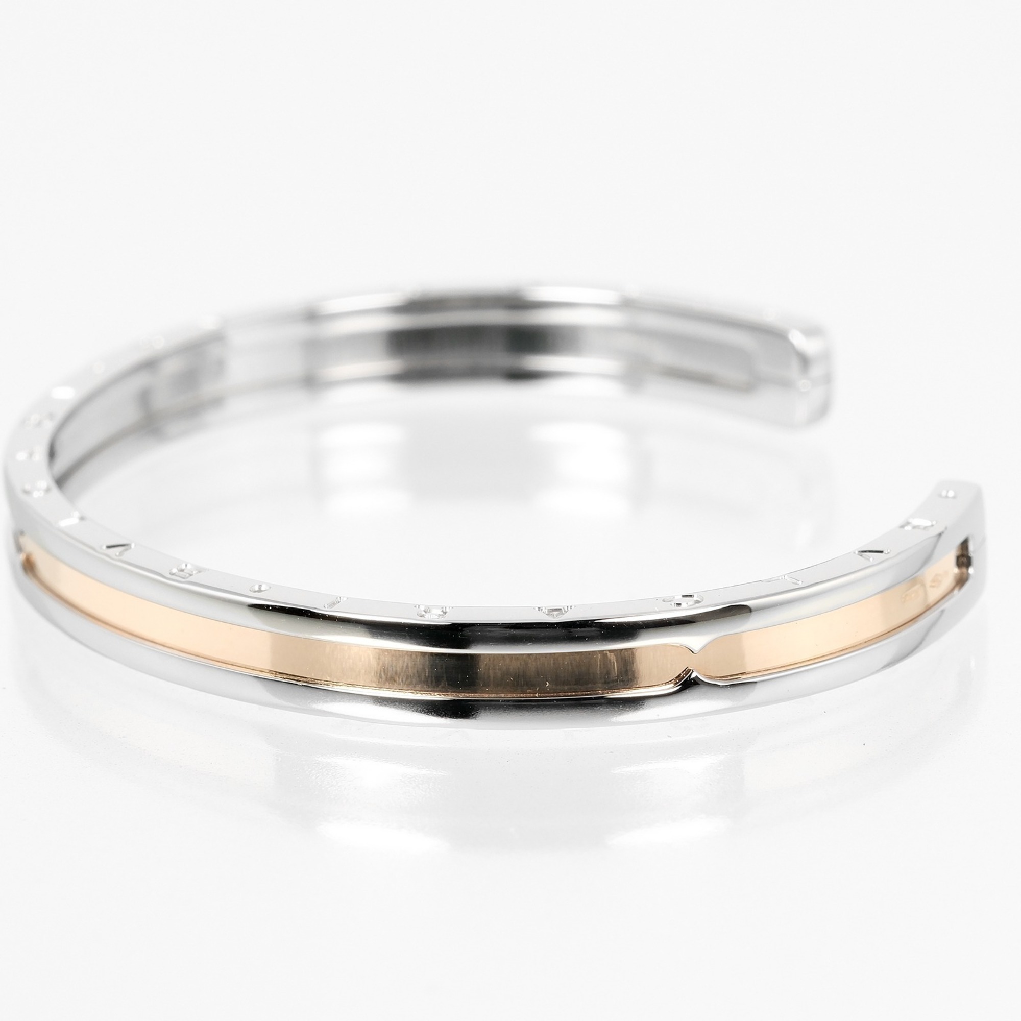 BVLGARI B.zero1 SM Bracelet, wrist size 15.5cm, K18PG, pink gold, stainless steel, approx. 12.35g