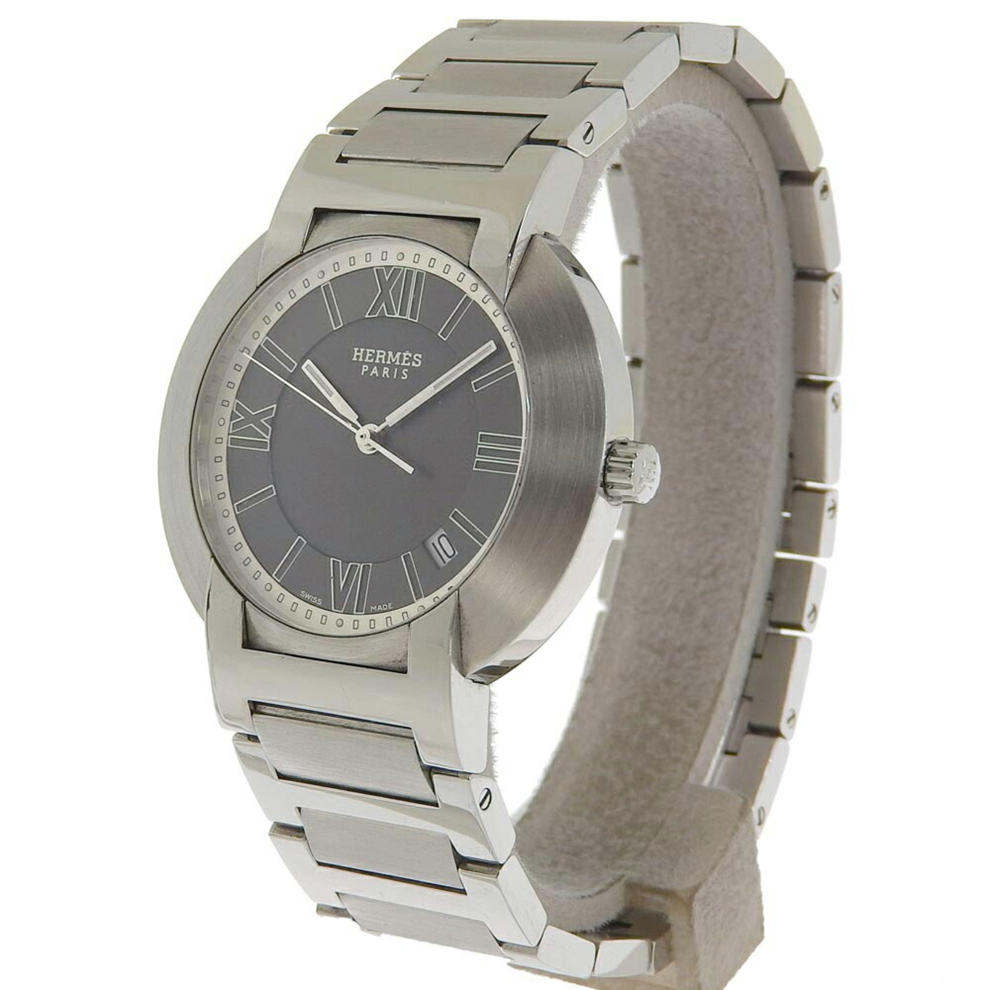 Hermes Nomad Watch No1.810 Stainless Steel Auto Quartz Analog Display Grey Dial Men's