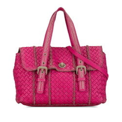 Bottega Veneta Intrecciato Handbag Shoulder Bag Pink Leather Women's BOTTEGAVENETA