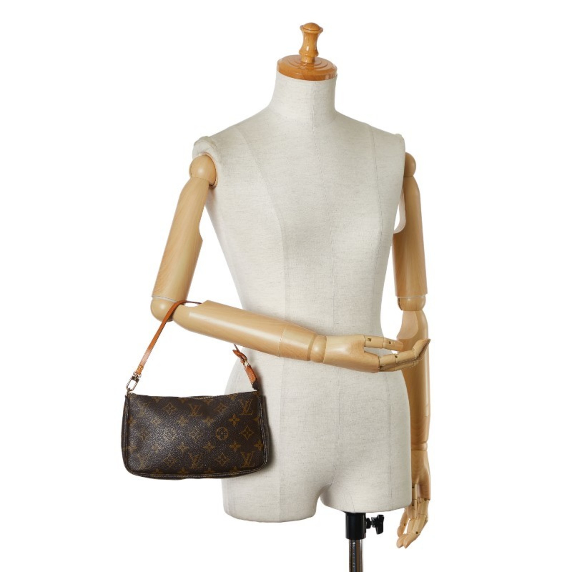 Louis Vuitton Monogram Pochette Accessoires Shoulder Bag M51980 Brown PVC Leather Women's LOUIS VUITTON