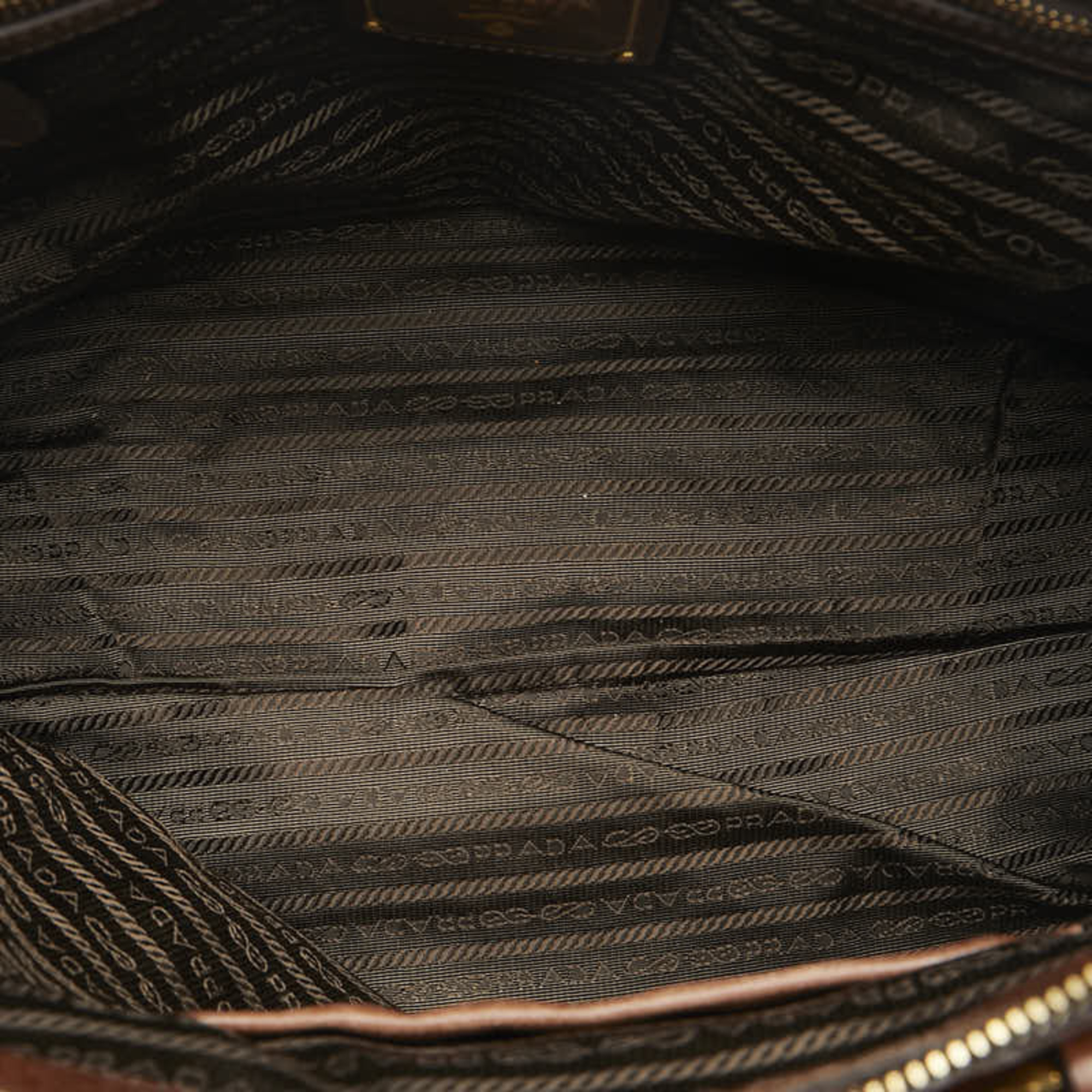 Prada Triangle Plate Tote Bag Shoulder BL0678 Brown Leather Women's PRADA